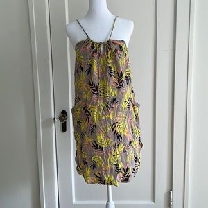 Bella Luxx Tropical Print Silk Dress - Size Small